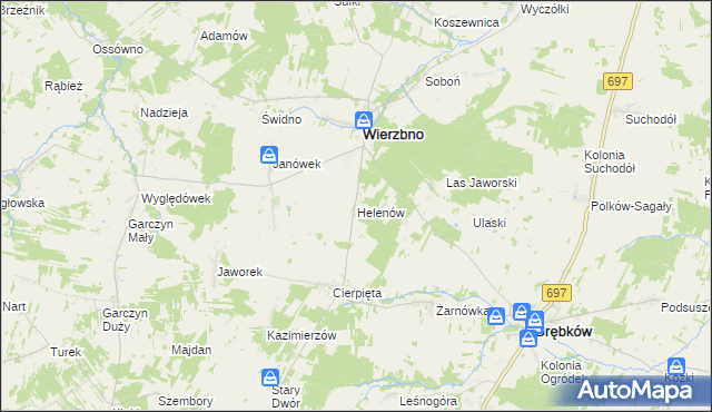 mapa Helenów gmina Wierzbno, Helenów gmina Wierzbno na mapie Targeo