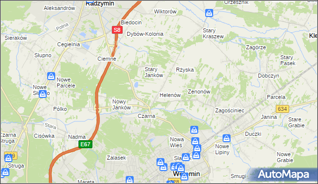 mapa Helenów gmina Wołomin, Helenów gmina Wołomin na mapie Targeo