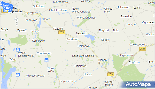 mapa Helenowo gmina Izbica Kujawska, Helenowo gmina Izbica Kujawska na mapie Targeo