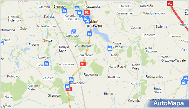 mapa Henryków gmina Lubień Kujawski, Henryków gmina Lubień Kujawski na mapie Targeo