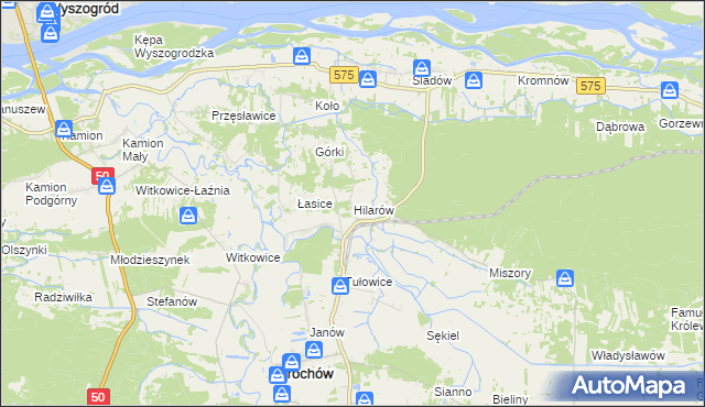 mapa Hilarów gmina Brochów, Hilarów gmina Brochów na mapie Targeo