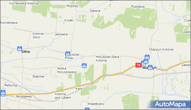mapa Horyszów-Stara Kolonia, Horyszów-Stara Kolonia na mapie Targeo