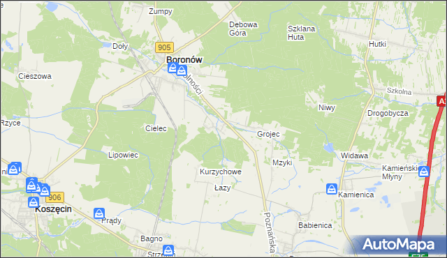 mapa Hucisko gmina Boronów, Hucisko gmina Boronów na mapie Targeo