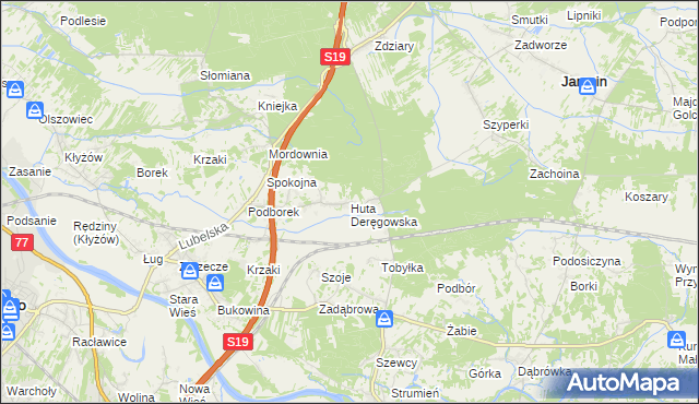 mapa Huta Deręgowska, Huta Deręgowska na mapie Targeo