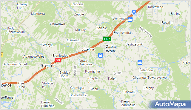 mapa Huta Żabiowolska, Huta Żabiowolska na mapie Targeo