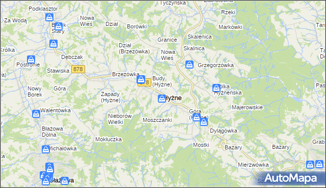 mapa Hyżne, Hyżne na mapie Targeo