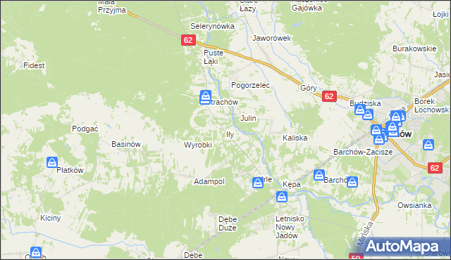 mapa Iły gmina Jadów, Iły gmina Jadów na mapie Targeo
