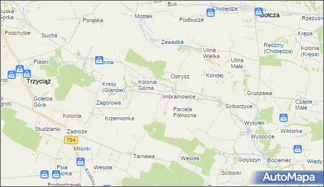 mapa Imbramowice gmina Trzyciąż, Imbramowice gmina Trzyciąż na mapie Targeo