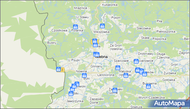 mapa Istebna, Istebna na mapie Targeo