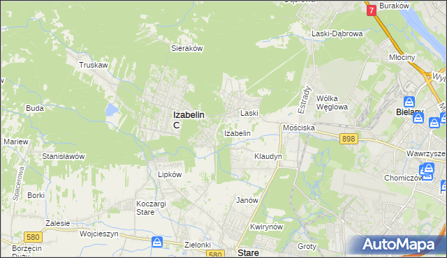 mapa Izabelin powiat warszawski zachodni, Izabelin powiat warszawski zachodni na mapie Targeo