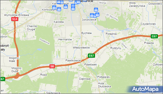 mapa Jadwinin gmina Pabianice, Jadwinin gmina Pabianice na mapie Targeo