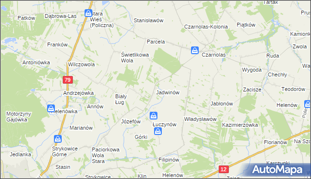 mapa Jadwinów gmina Policzna, Jadwinów gmina Policzna na mapie Targeo