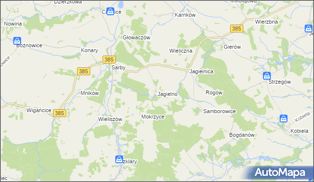 mapa Jagielno gmina Przeworno, Jagielno gmina Przeworno na mapie Targeo