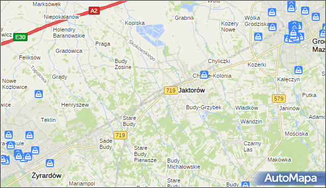 mapa Jaktorów-Kolonia, Jaktorów-Kolonia na mapie Targeo