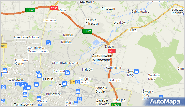 mapa Jakubowice Murowane, Jakubowice Murowane na mapie Targeo