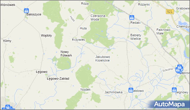 mapa Jakubowo Kisielickie, Jakubowo Kisielickie na mapie Targeo