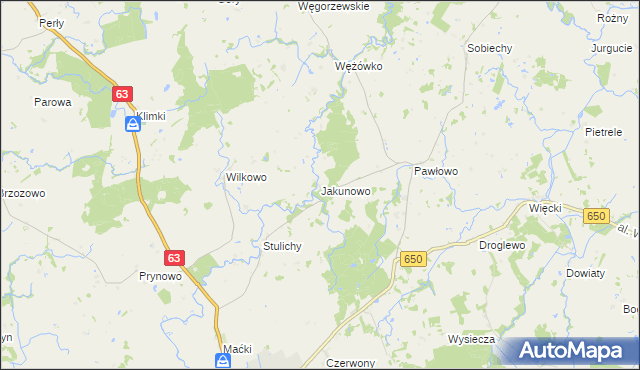 mapa Jakunowo, Jakunowo na mapie Targeo