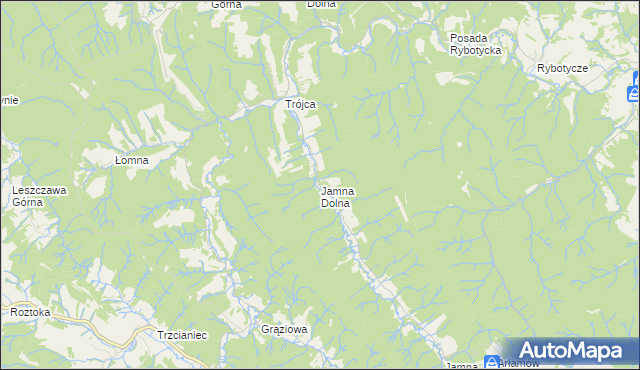 mapa Jamna Dolna, Jamna Dolna na mapie Targeo
