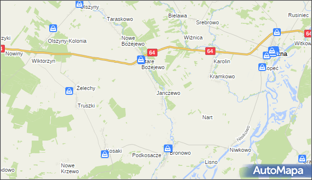 mapa Janczewo gmina Wizna, Janczewo gmina Wizna na mapie Targeo