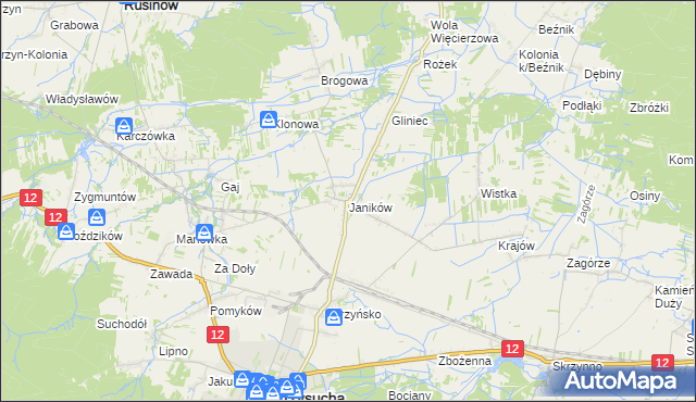 mapa Janików gmina Przysucha, Janików gmina Przysucha na mapie Targeo