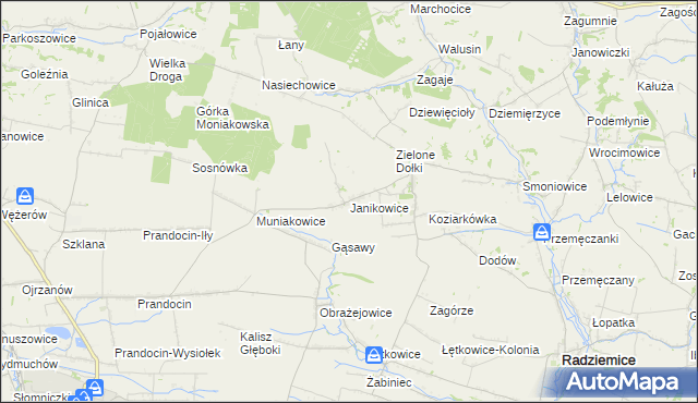 mapa Janikowice gmina Słomniki, Janikowice gmina Słomniki na mapie Targeo
