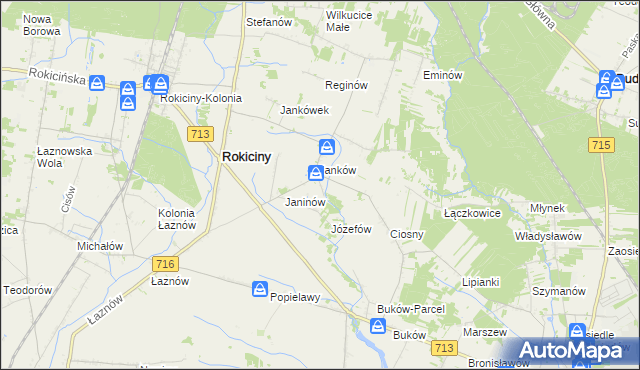 mapa Janków Trzeci gmina Rokiciny, Janków Trzeci gmina Rokiciny na mapie Targeo