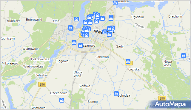 mapa Jankowo gmina Wągrowiec, Jankowo gmina Wągrowiec na mapie Targeo