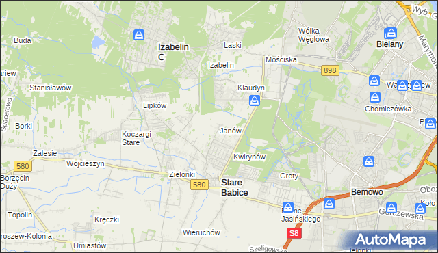 mapa Janów gmina Stare Babice, Janów gmina Stare Babice na mapie Targeo