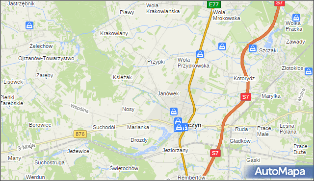 mapa Janówek gmina Tarczyn, Janówek gmina Tarczyn na mapie Targeo