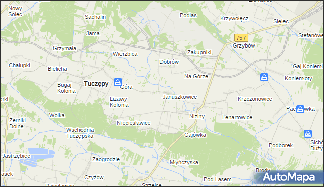 mapa Januszkowice gmina Tuczępy, Januszkowice gmina Tuczępy na mapie Targeo
