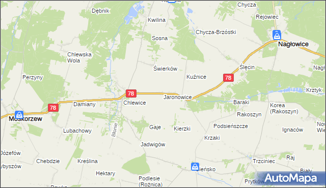 mapa Jaronowice, Jaronowice na mapie Targeo