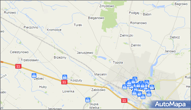 mapa Jarosławiec gmina Środa Wielkopolska, Jarosławiec gmina Środa Wielkopolska na mapie Targeo