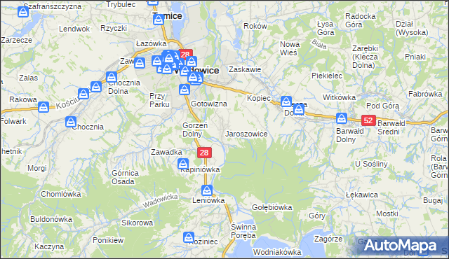 mapa Jaroszowice, Jaroszowice na mapie Targeo