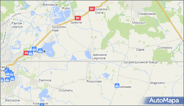 mapa Jaśkowice Legnickie, Jaśkowice Legnickie na mapie Targeo