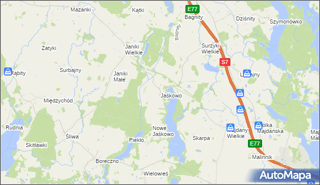 mapa Jaśkowo gmina Zalewo, Jaśkowo gmina Zalewo na mapie Targeo