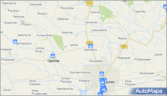 mapa Jastrzębia gmina Oporów, Jastrzębia gmina Oporów na mapie Targeo