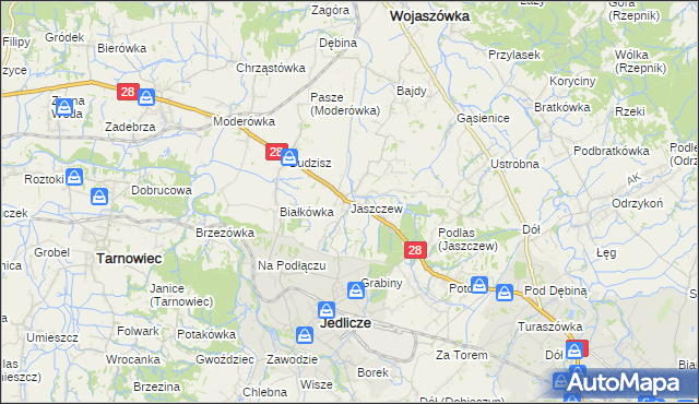 mapa Jaszczew, Jaszczew na mapie Targeo