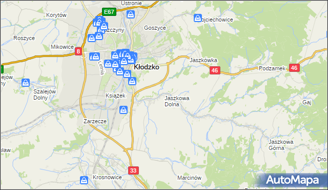 mapa Jaszkowa Dolna, Jaszkowa Dolna na mapie Targeo