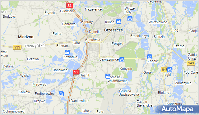 mapa Jawiszowice, Jawiszowice na mapie Targeo