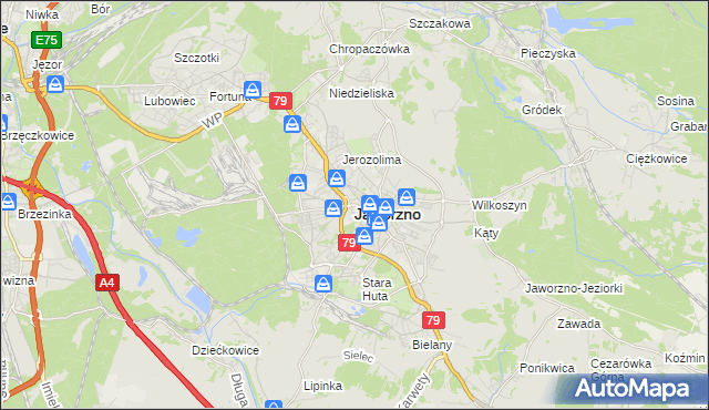 mapa Jaworzno, Jaworzno na mapie Targeo