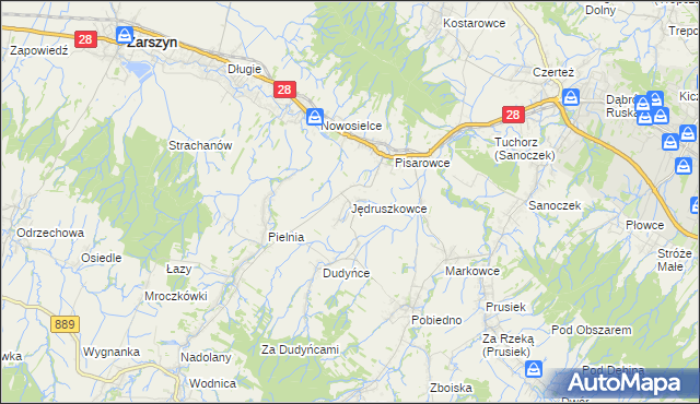 mapa Jędruszkowce, Jędruszkowce na mapie Targeo