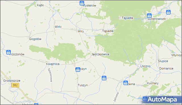 mapa Jędrzejowice gmina Dzierżoniów, Jędrzejowice gmina Dzierżoniów na mapie Targeo