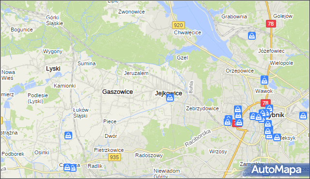 mapa Jejkowice, Jejkowice na mapie Targeo