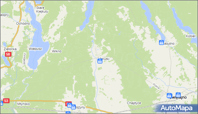 mapa Jerutki, Jerutki na mapie Targeo