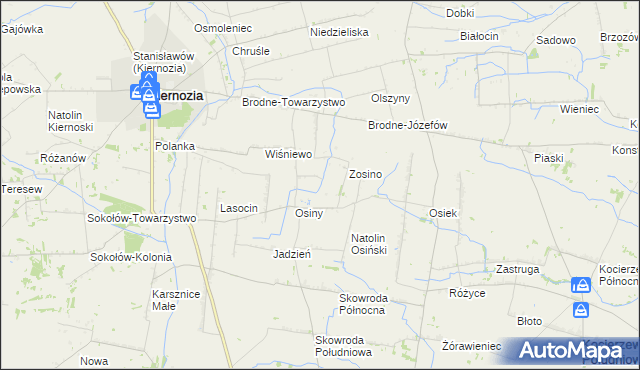mapa Jerzewo gmina Kiernozia, Jerzewo gmina Kiernozia na mapie Targeo