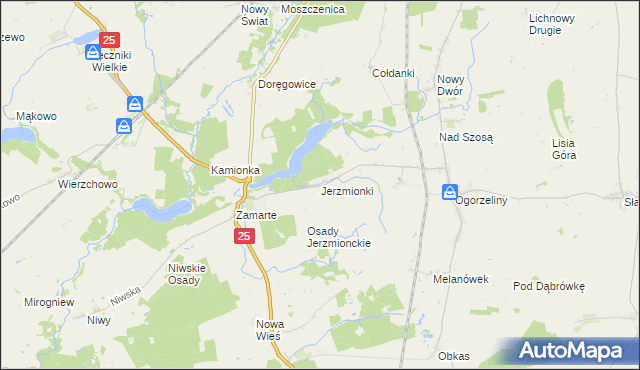 mapa Jerzmionki, Jerzmionki na mapie Targeo