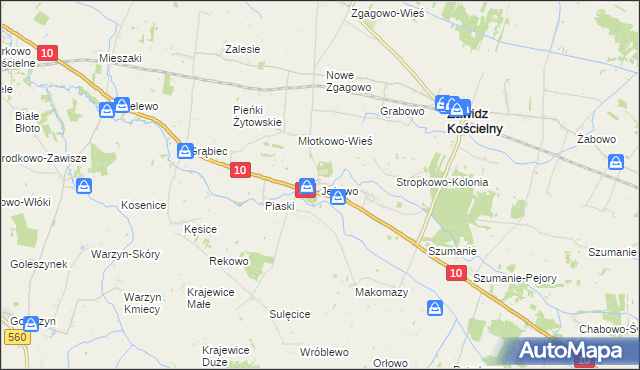 mapa Jeżewo gmina Zawidz, Jeżewo gmina Zawidz na mapie Targeo