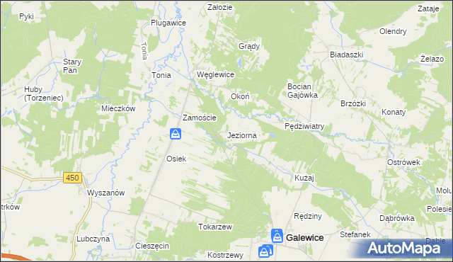 mapa Jeziorna gmina Galewice, Jeziorna gmina Galewice na mapie Targeo