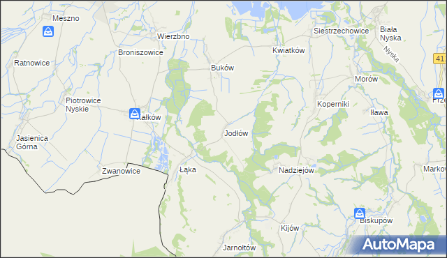 mapa Jodłów gmina Otmuchów, Jodłów gmina Otmuchów na mapie Targeo