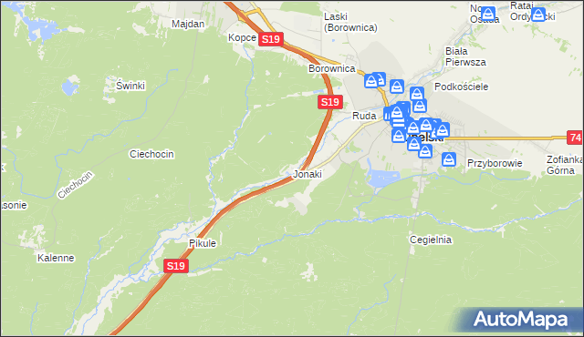 mapa Jonaki, Jonaki na mapie Targeo